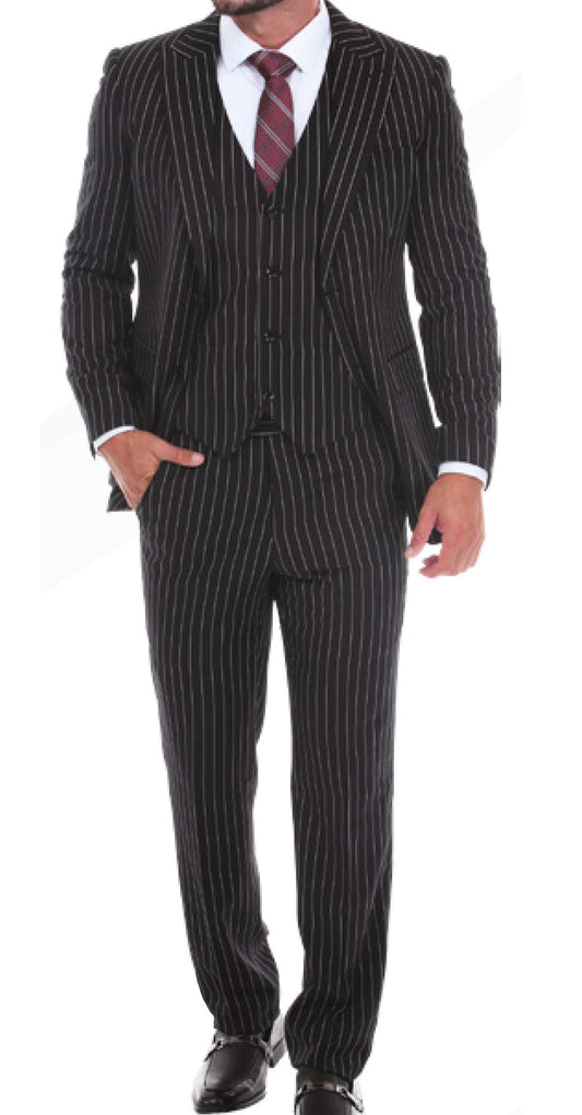 Regular Slim Fit Pinstrip Long Sleeve Dress Jacket with Button Close