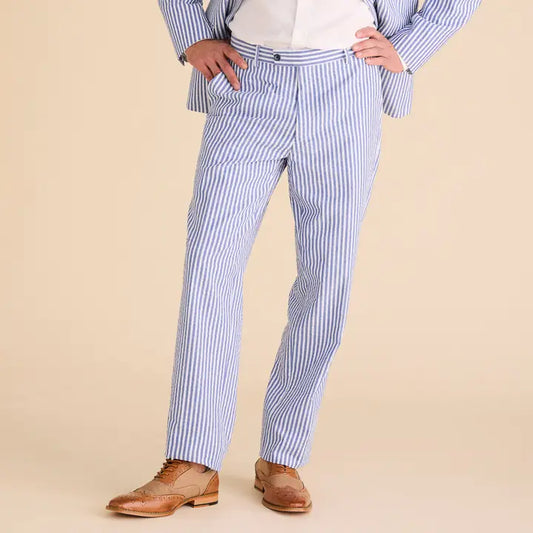 Flat Front Seersucker Dress Pants