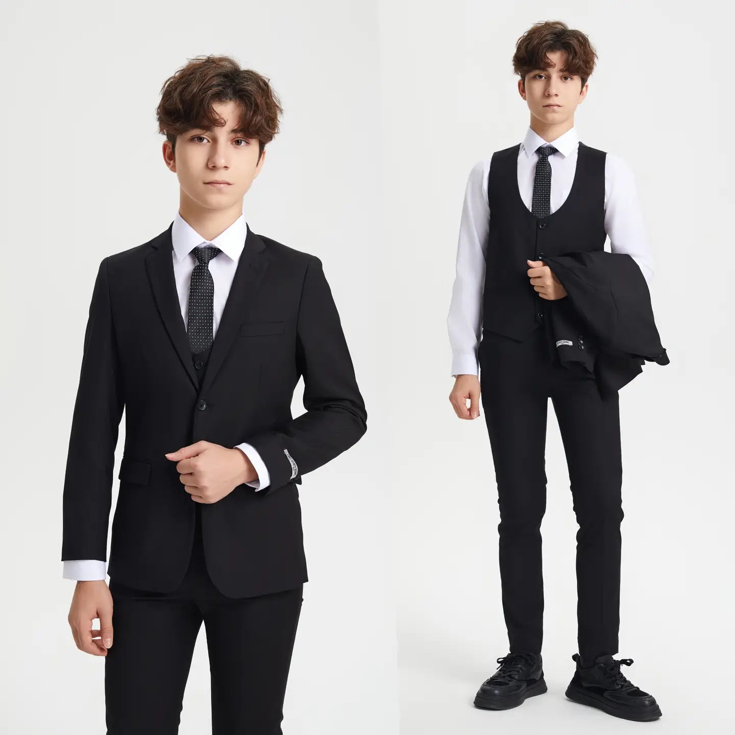 Boys Stacy Adams 5 Piece Slim Fit Suit, Includes Jacket, Pants, Vest, Tie and Dress Shirt