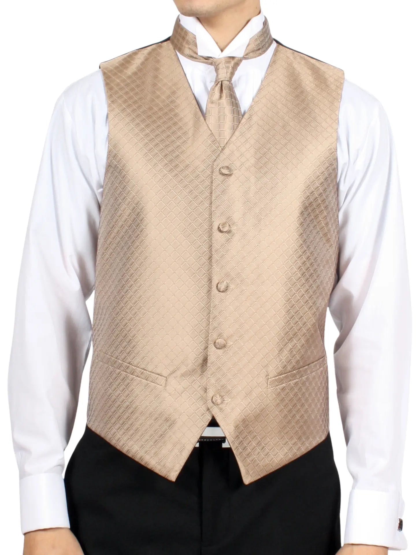 Men's Pattern Vest with Adjustable Back and Button Front Closure