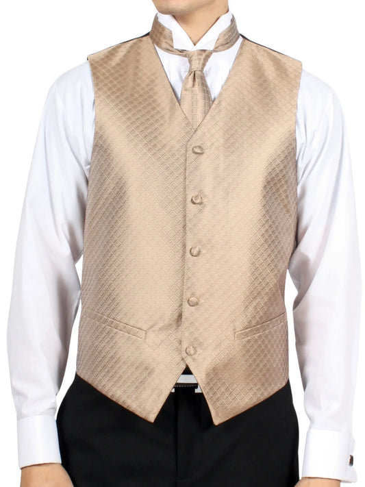 Men's Pattern Vest with Adjustable Back and Button Front Closure