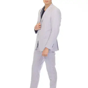 Short Slim Fit Seersucker Button Close Blazer