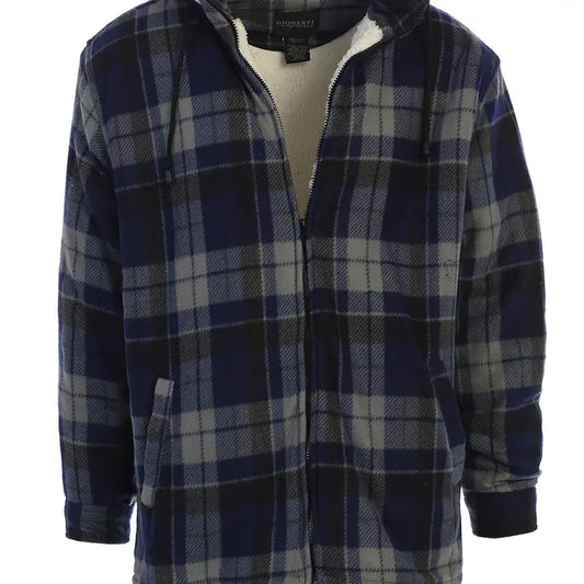 Long Sleeve Flannel Jacket with Removable Hood