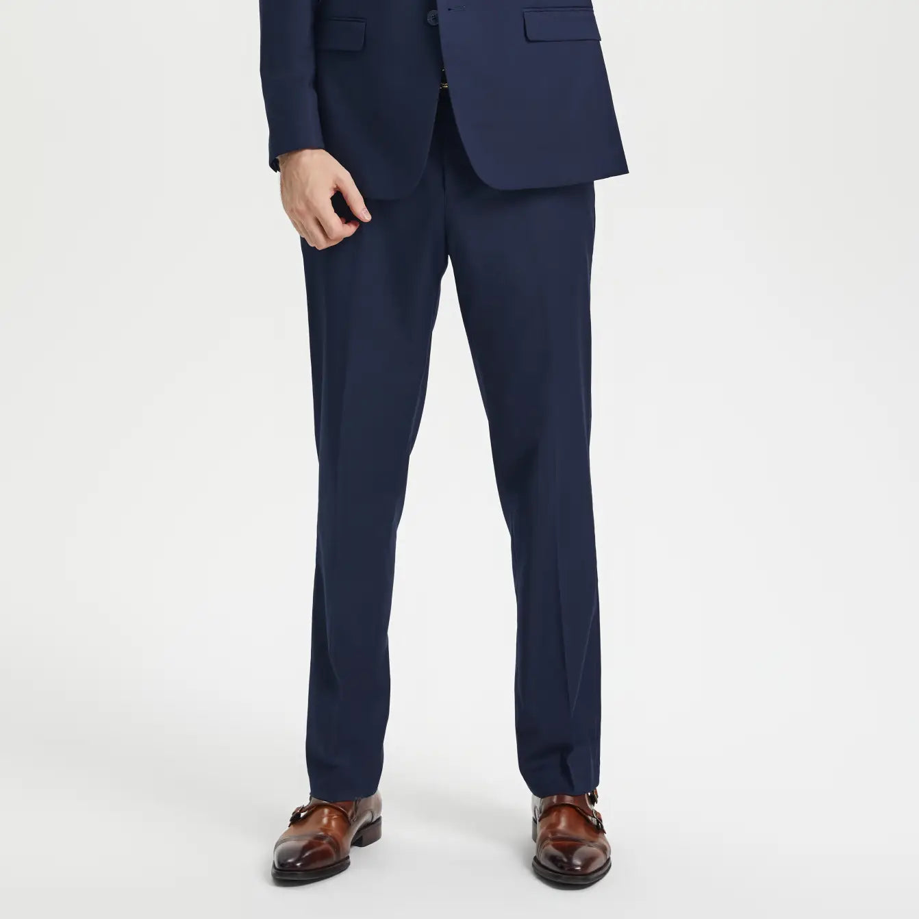 Long Hybrid Fit Flat Front Dress Pants with Pockets