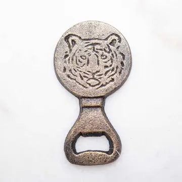 Tiger Bottle Opener Antique Gold 2.5x4.5