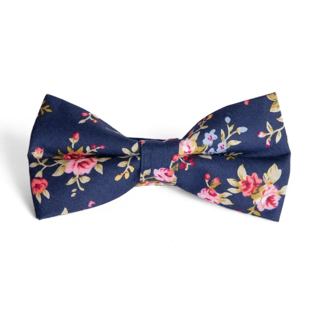 Pretied Floral Bow Tie with Adjustable Back