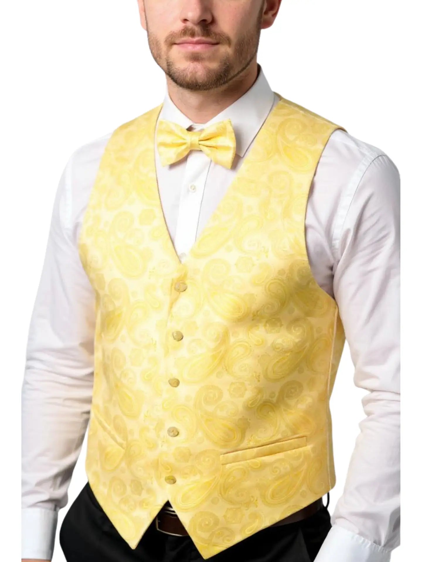 Front Button Closure Paisley Vest Set