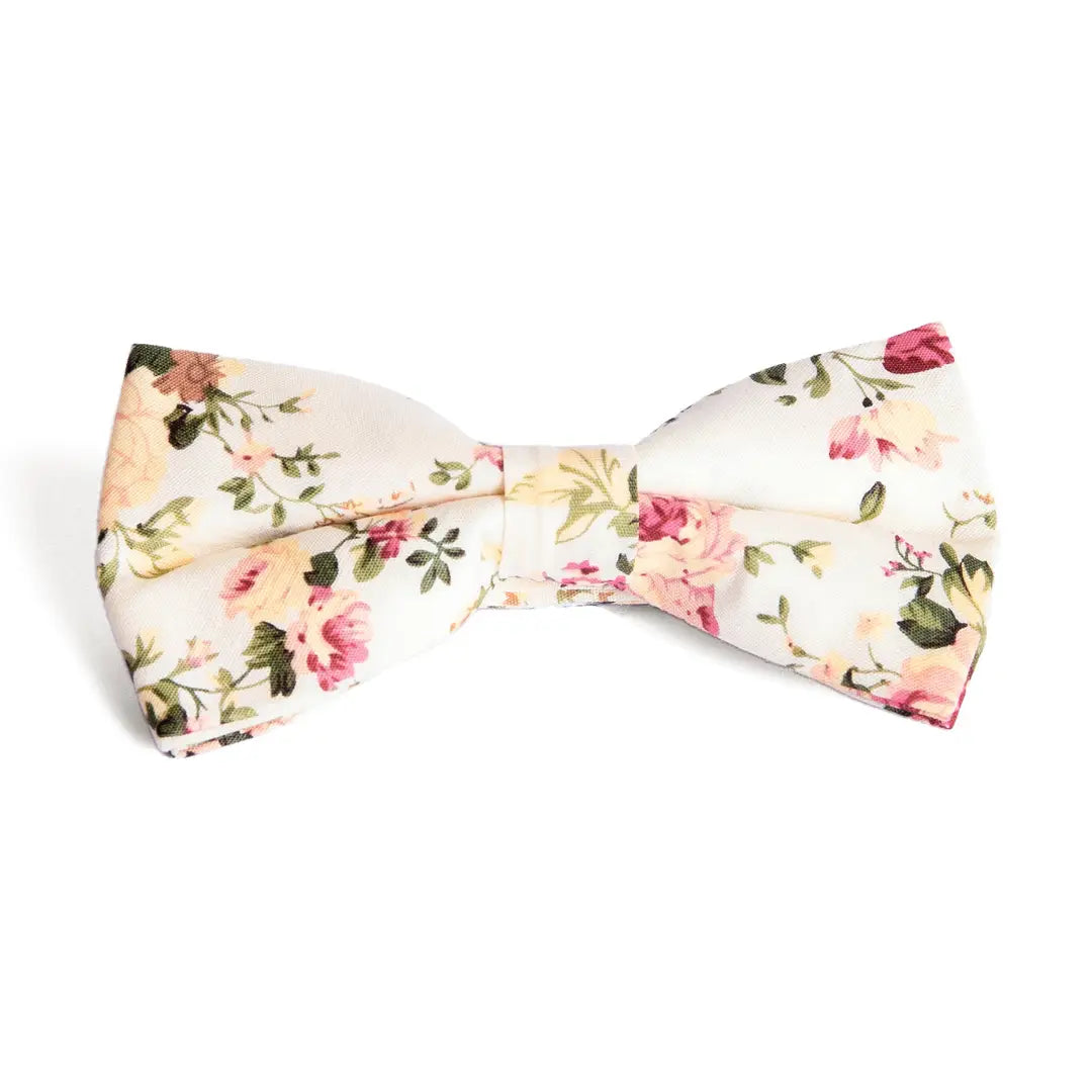 Pretied Floral Bow Tie with Adjustable Back
